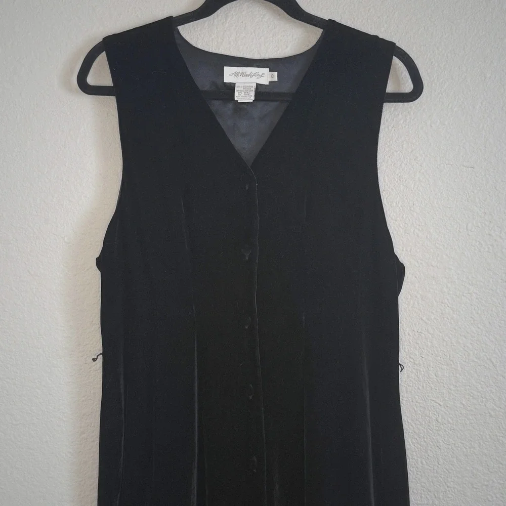 Vintage 90s Gothic Fairy Grunge Silk Velvet Button Front Midi Dress Womens 8